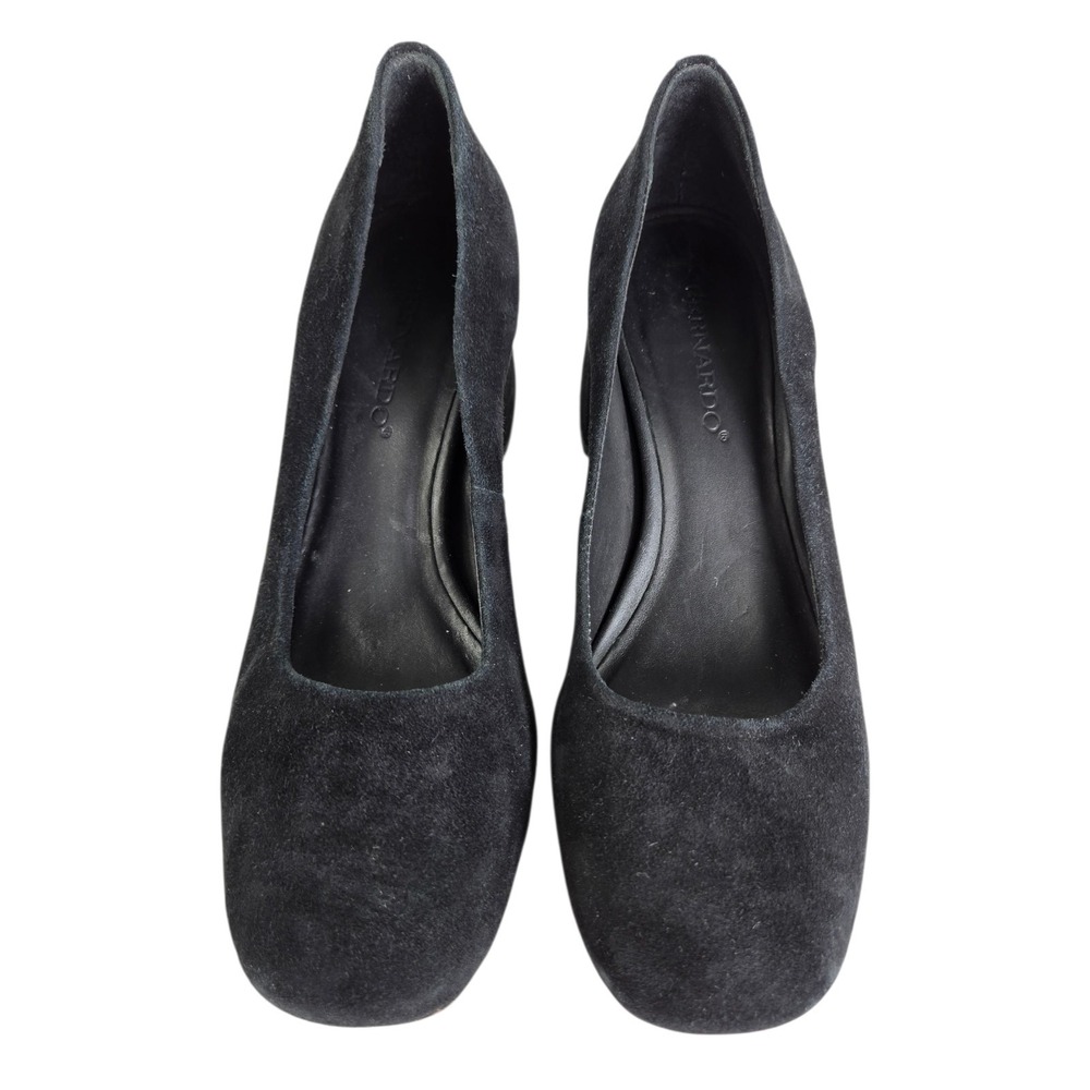 Bernardo Jackie‎ Black Suede Leather Pumps Block Heel Slip-on Size 7 Work Formal